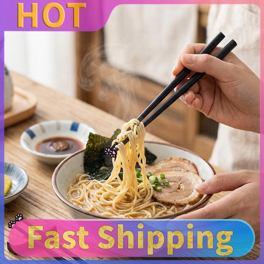 2 Pairs Cute Fun Grip Eating Chopsticks Lightweight Non Slip Snack Chopstick Kitty Themed Gift for Cats Lovers & Girlfriends