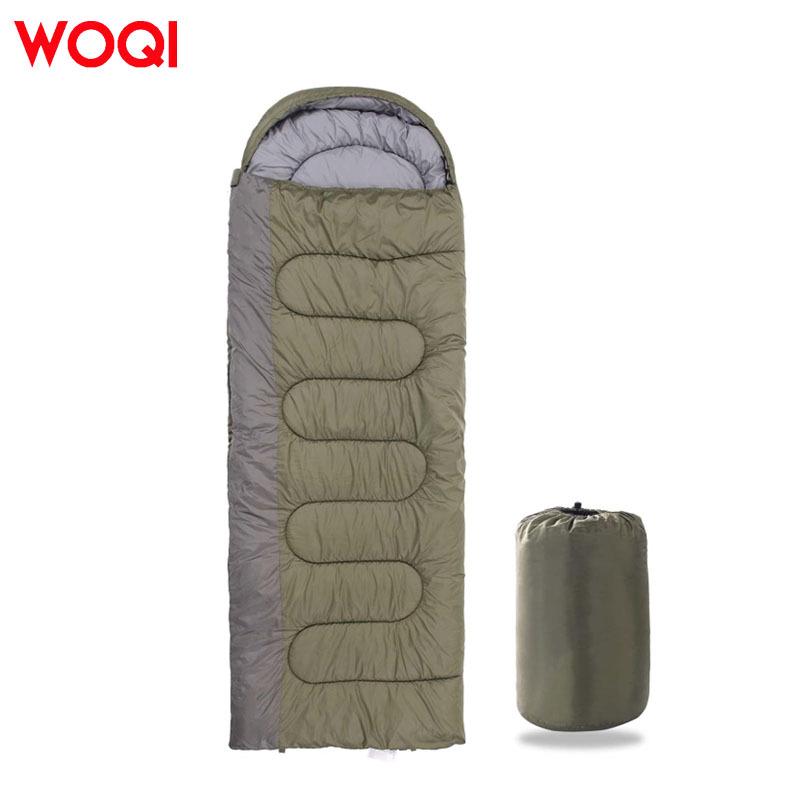 

WOQI Waterproof Lightweight Hooded Sleeping Bag for Adults & Kids - Ideal for Camping & Hiking Army Green