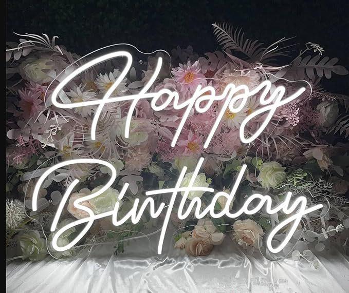 Neon Happy Birthday Luminous Wall Sign for Party or Bedroom Decor