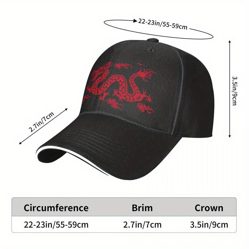Red Dragon Graphic Baseball Cap Polyester Breathable Outdoor Adjustable Unisex Sport Hat