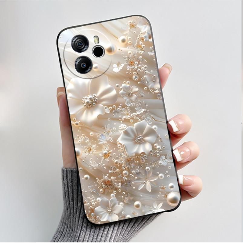Per Oscal Tiger 12 13 Custodia Moda Farfalla Fiore Nero Morbido Silicone Custodia per Telefono per Blackview Oscal Tiger12 Tiger13 Cover