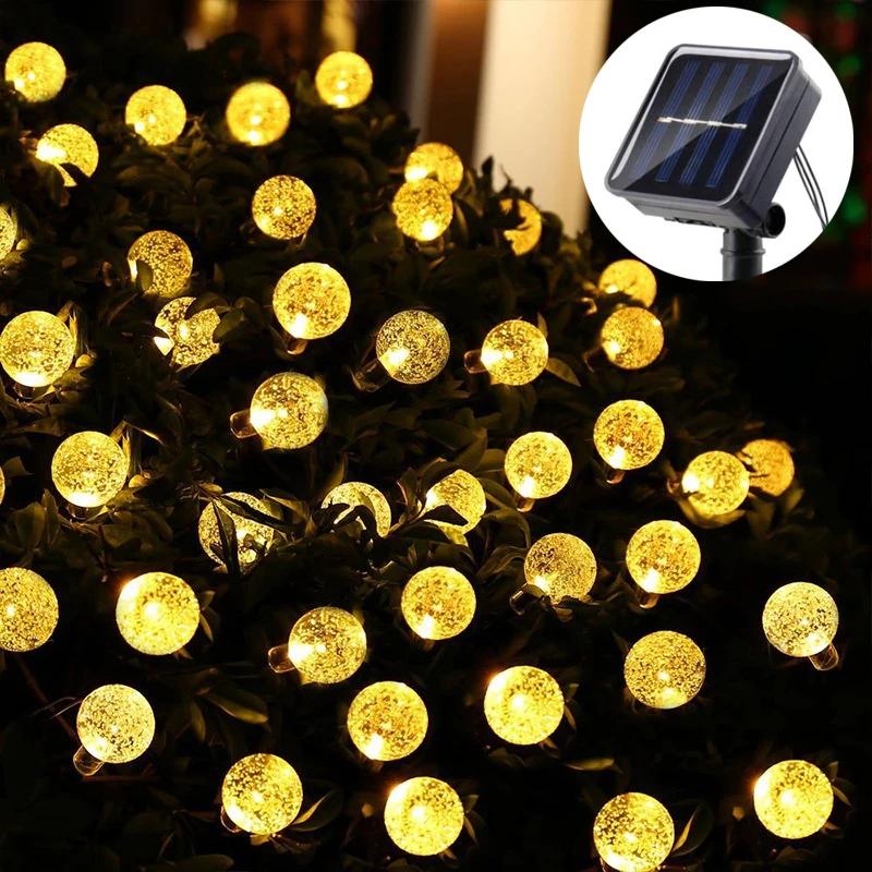 

1 шт. Светодиодная гирлянда на солнечной батарее в виде шариков-пузырьков 20/50/100 светодиодов, водонепроницаемая, для улицы, сада, кемпинга, двора, свадебного украшения 5M 20LEDs