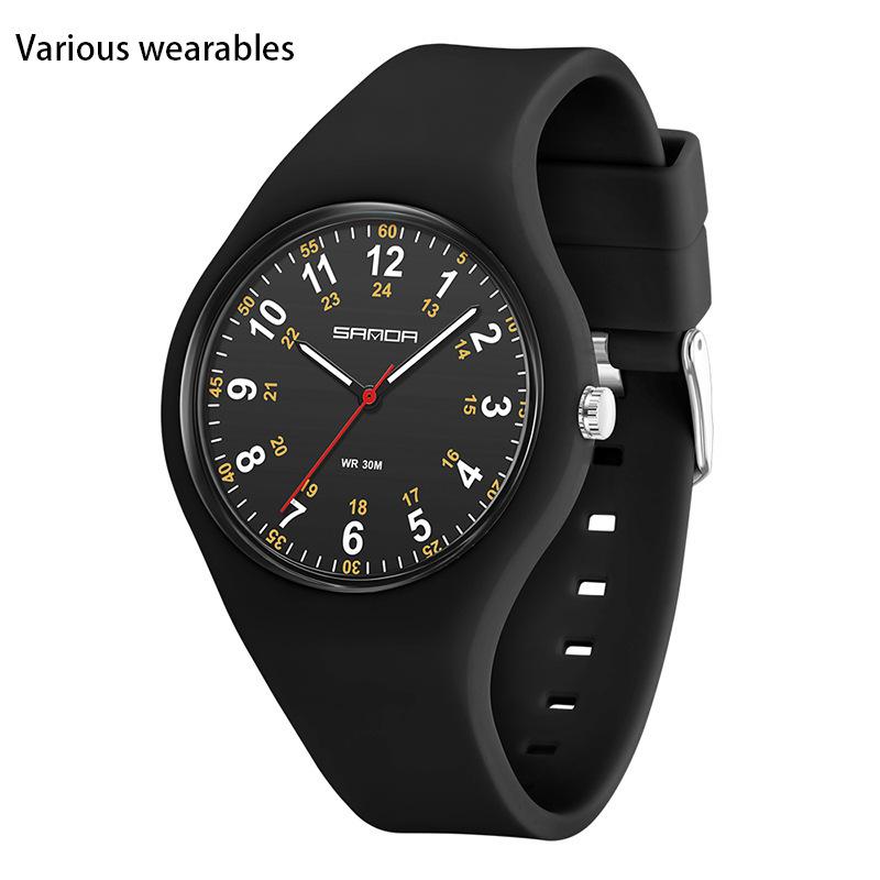 Zegarek kwarcowy silikonowy świecący wodoodporny dla dziewczynki w prostym stylu