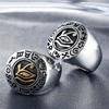 Vintage Stainless Steel Egyptian Men's Ring Eye Of Horus Punk Biker Ancient Egyptian Rune Ring For Men's Fashion Jewelry