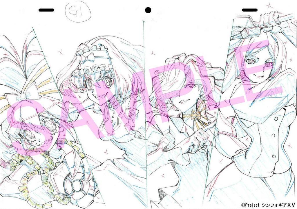 [USED] Not for Sale "Senki Zesshō Symphogear XV Original Art Collection Design Archive Bonus Reproduction Original Art