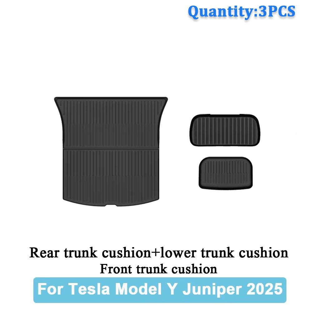 Car Trunk Mats For New Tesla Model Y 2025 Juniper TPE Floor Mats & Cargo Liner All Weather Trunk Mats Floor Liner Backrest Mats