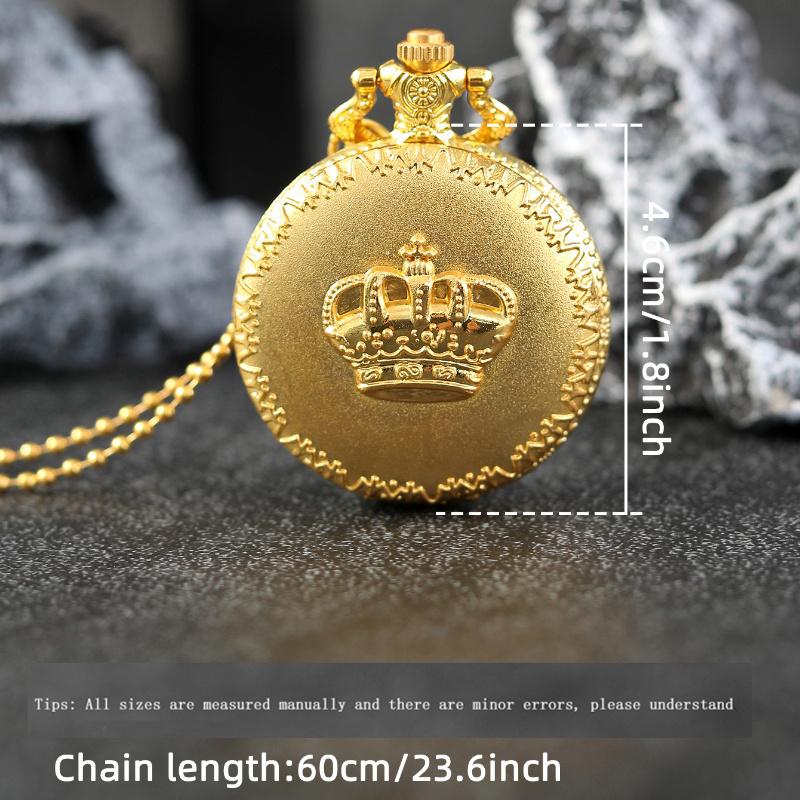 2pcs/set,Luxury Men's Classic Pocket Watch Fashion Women Mens Necklace Chain Quartz Pocket Watch&1PC Mens Golden Cross Necklace, Ideal for Gifts