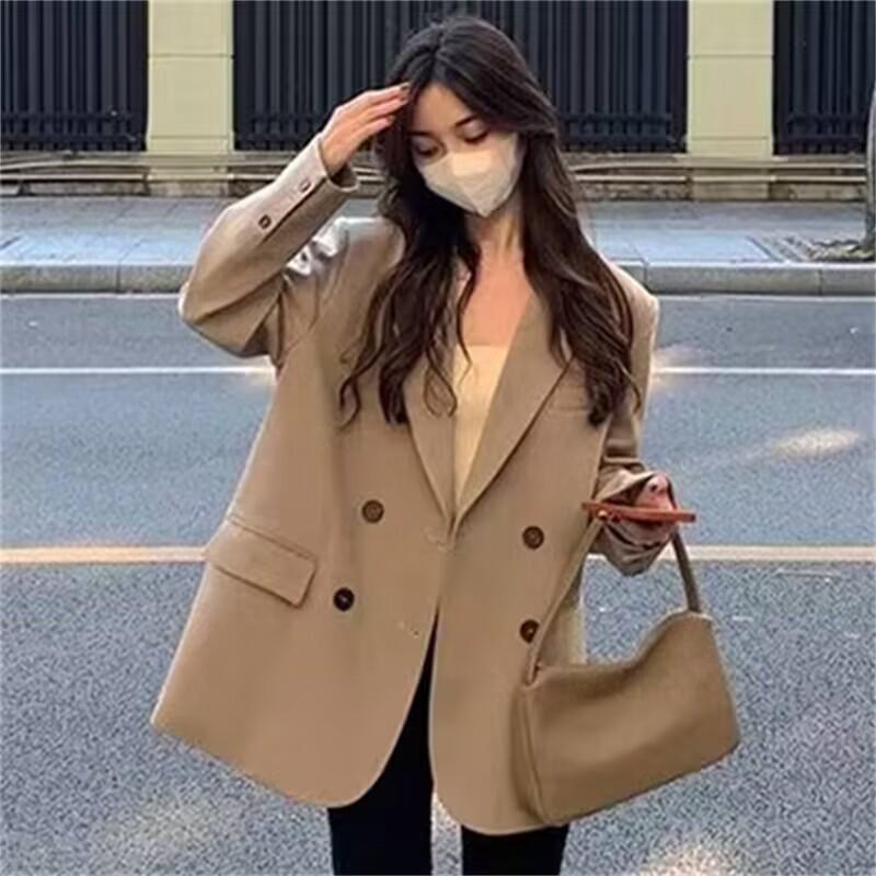 

Women s Khaki Street Style Blazer - Small Size, Casual Spring/Autumn Jacket XXL