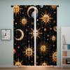 2pcs Celestial Sun Moon Stars Curtains - Semi-Sheer Polyester & Golden Space-Themed Window Drapes with Rod Pocket   Modern & Clas