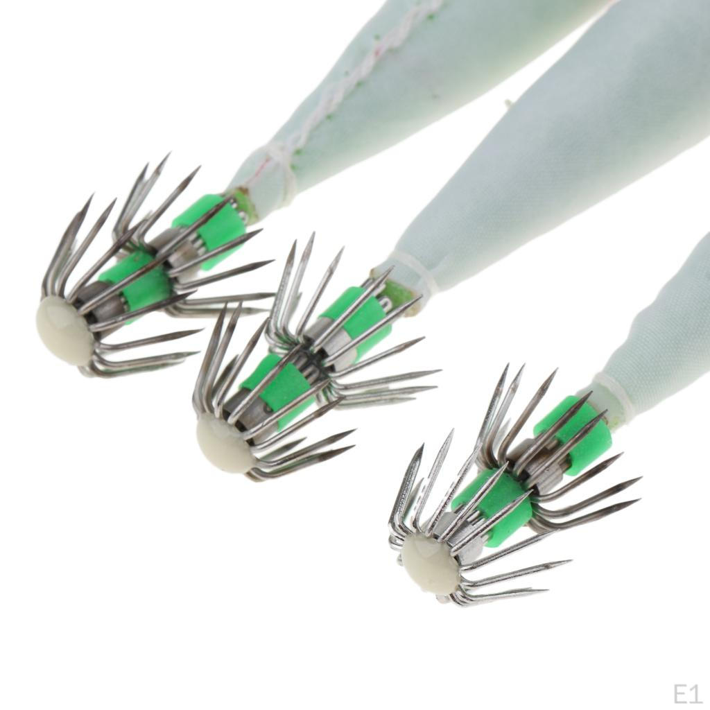 5pcs Dark Squid Hard Baits Fishing Night Umbrella Hook Freshwater Saltwater