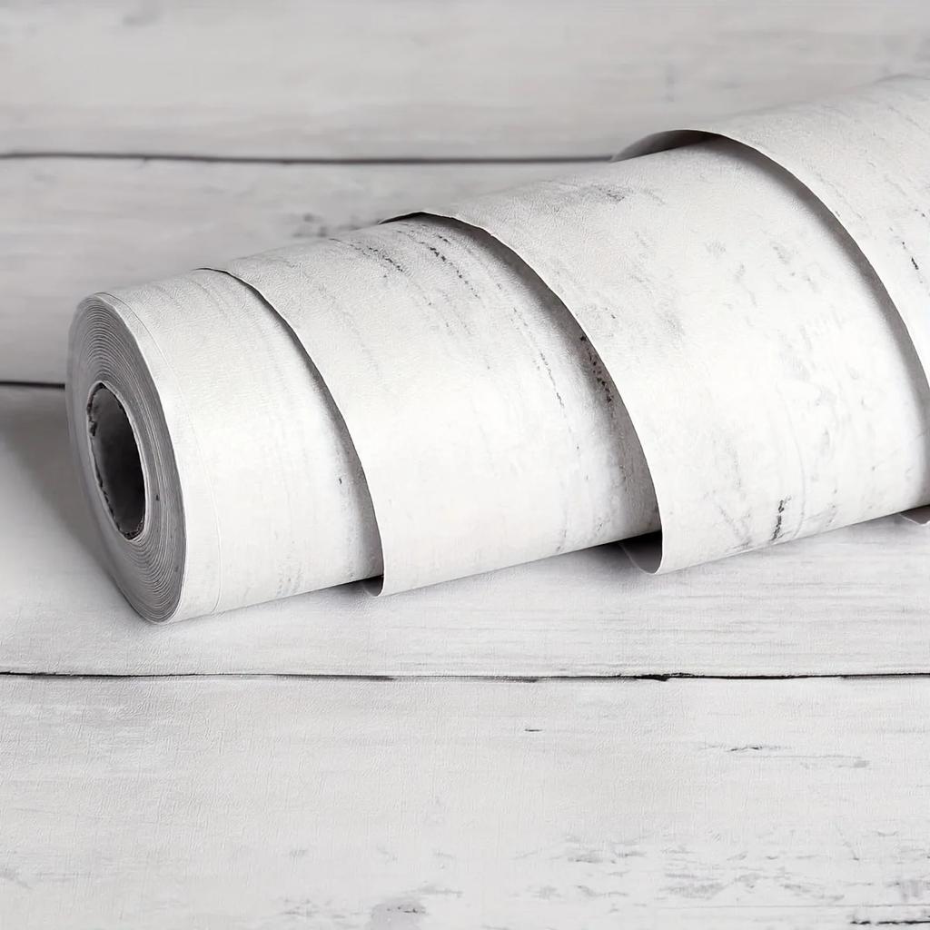 Classic White Gray Wood Paper Self-Adhesive Removable Wood Peel and Stick Wallpaper Decorative Stick for Living Room Decoration