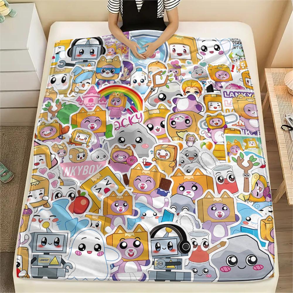 

1PC Lankybox Print Flannel Blanket, High quality All Seasons, Home Decor, Warmth and Comfort, Perfect for Christmas Gifts 80cm x 120cm
