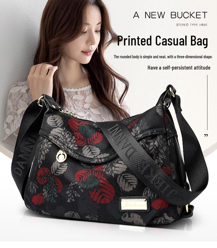 Damen 2025 Mode Vielseitige Umhängetasche - Großvolumige Bedruckte Mehrfachfach Stoff-Schultertasche
