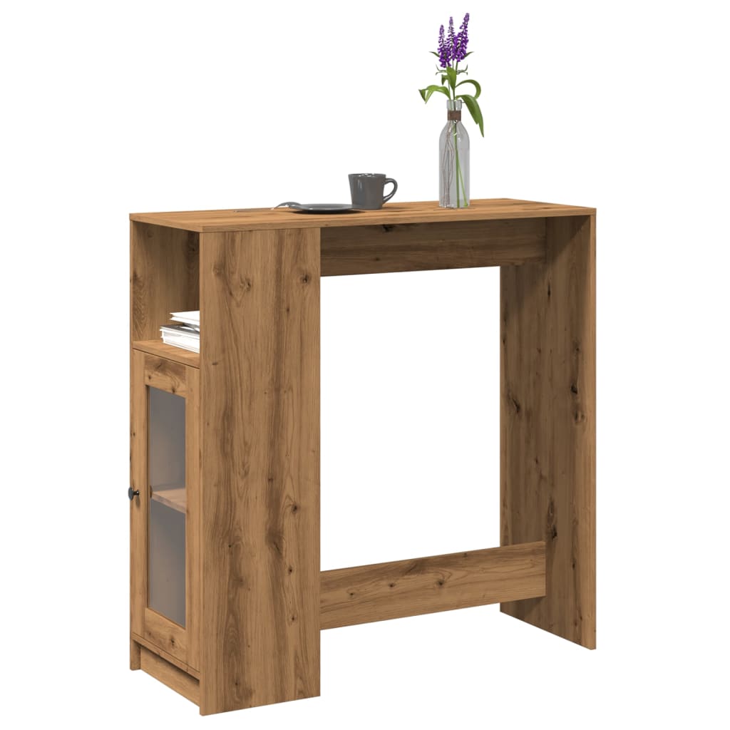 Bar Table with Shelf Artisan Oak Finish 101 X 40 X 103.5 Cm Particleboard