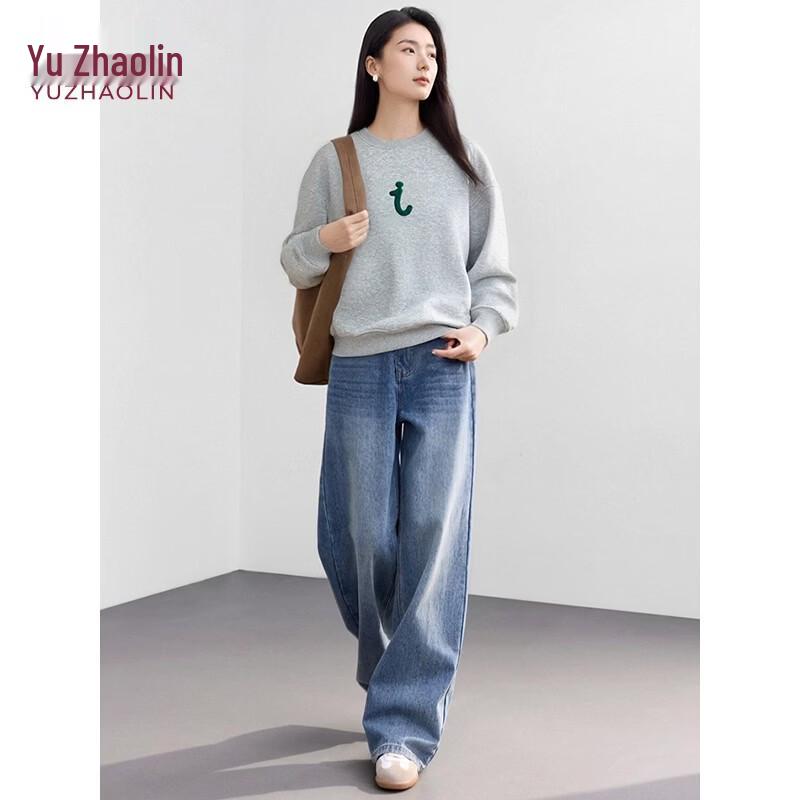 Yuzhaolin Women's Letter Print Round Neck Sweatshirt