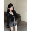 V-neck Leopard Print Tie Patchwork Long-sleeve Top for Women - Autumn Hooded Collarbone Style