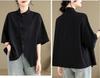 Short Chinese Summer Short Chinese Shirt Chinese Body Summer [Moufokyou] Women's Shirt, Sleeve, Button, Top, Sleeve, Style, Blouse, Commuting, Casual,