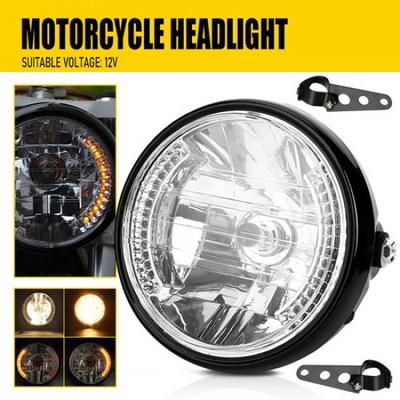 Universal 7" Motorcycle Headlamp With Turn Signal +Led Headlight Housing Bucket