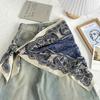 Multi-Functional Triangle Scarf Silk Satin Decorative Headscarf Casual Waist Belt  Women Girls