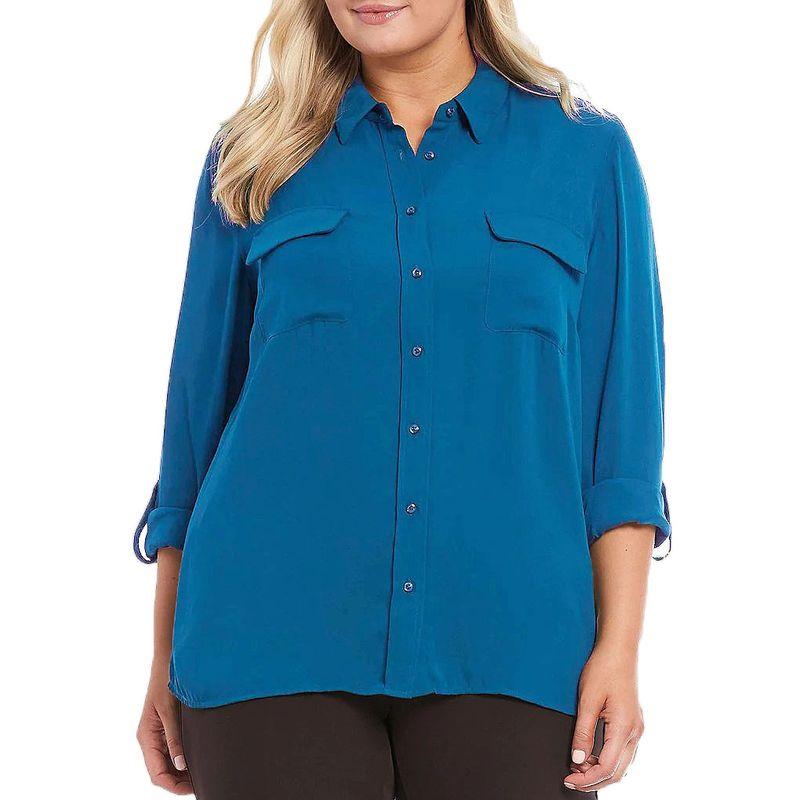 

Long Sleeve Slightly Oversized Girls Thin Loose Export Chiffon Shirt Blue PL