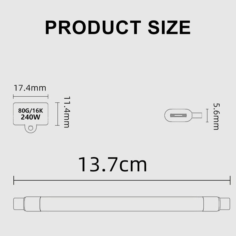80Gbps USB4.0 Type-C Cable PD 240W Short Charging Cord E-marker Chip Male to Male/Female Extension Converter