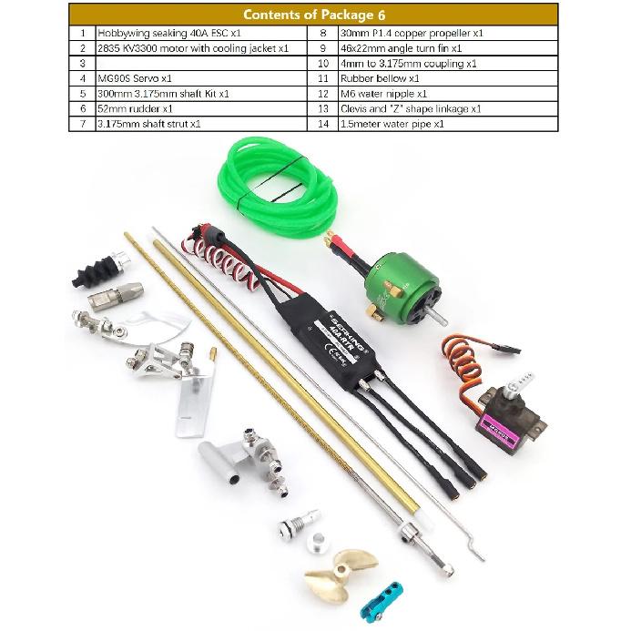 RC Boat Accessories 3.175mm 1/8" flexible Shaft Strut 2835 Motor 40A ESC Rudder Propeller Kit for Small RC Boat Speed MONO CAT