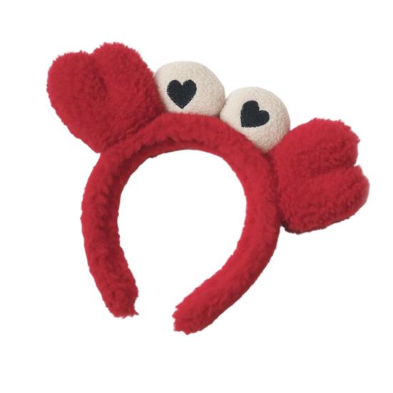 

Women Headband Soft Lamb Velvet Crab Shape Thickened Fluffy Filling Anti-Slip Tooth Design Hair Hoop Makeup Face Washing Hair красный