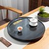 Royal Court Jade Green Stone Tea Tray: Natural Wood Grain Round Table for Dry Brewing and Drainage