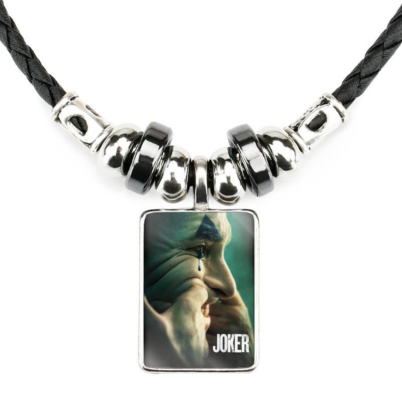Klasický filmový přívěsek Joker Náhrdelník Pro Muže Ručně vyráběný Geometrický Kožený Provázek Řetízek
