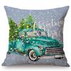 Cuscino Decorativo Natalizio Acquerello Carino Copricuscino per Divano Camion di Natale Albero Cane Cucciolo Adorabile Lettera Neve Copricuscino