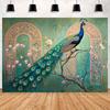Peacock Theme Background Happy Birthday Flower Castle Waterfall Party Decor Backdrop Photography Studio Supplies Props Banner
