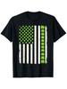 Lucky Shamrocks American Flag St Patrick'S Day T-Shirt   Unisex Black Soft Fabric, 100%, Crew Neck, Regular Fit, Casual