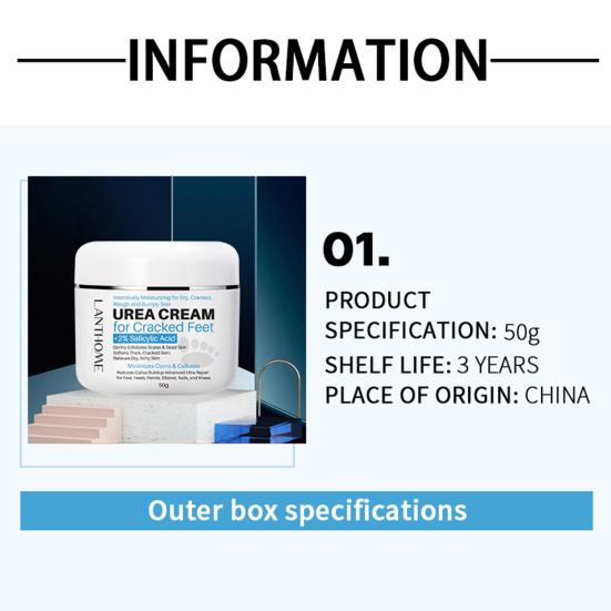 50g Exfoliating Foot Urea Cream Moisturizing Natural Heel Crack Urea Scrub Exfoliating Repair Cream Pedicure Care