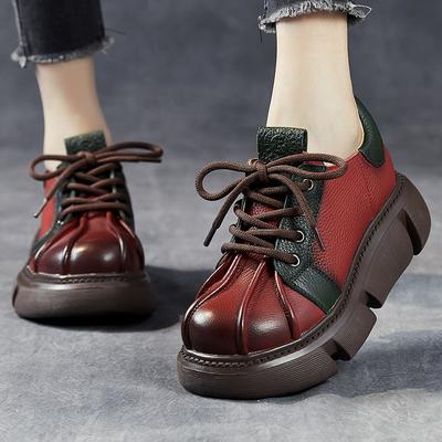 Pantofi cu Toc Gros GKTINOO de Modă, cu Platformă, pentru Femei, Versatili, Retro, cu Șireturi, din Piele Naturală, Noi de Primăvară 2025