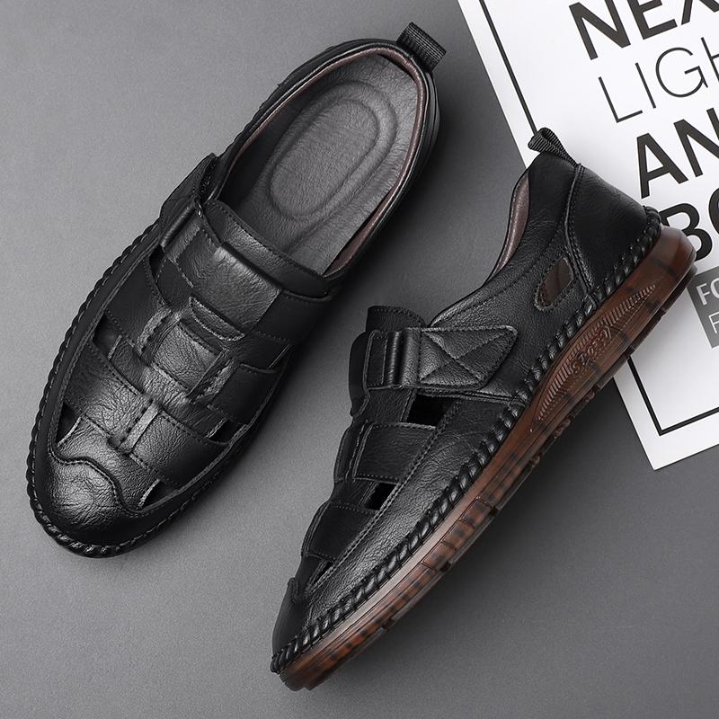 Italian Handmade Soles for Men's Loafers Hollowed Out Breathable Camping Sandals Comfortable for Men's Driving Casual Shoes