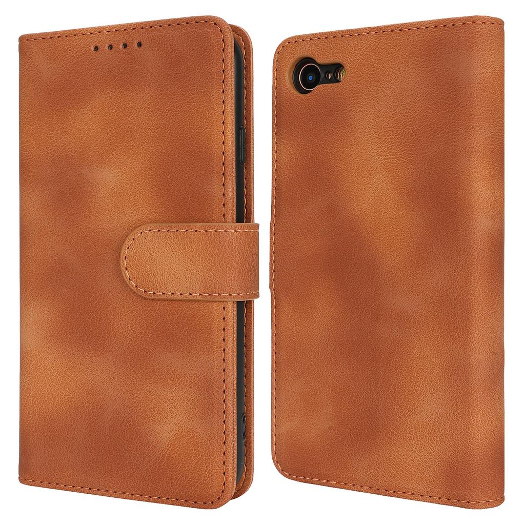 Wallet Case for iPhone SE (2022)/(2020)/8/7 Double Folded Edge Skin Touch PU Leather Flip Phone Cover