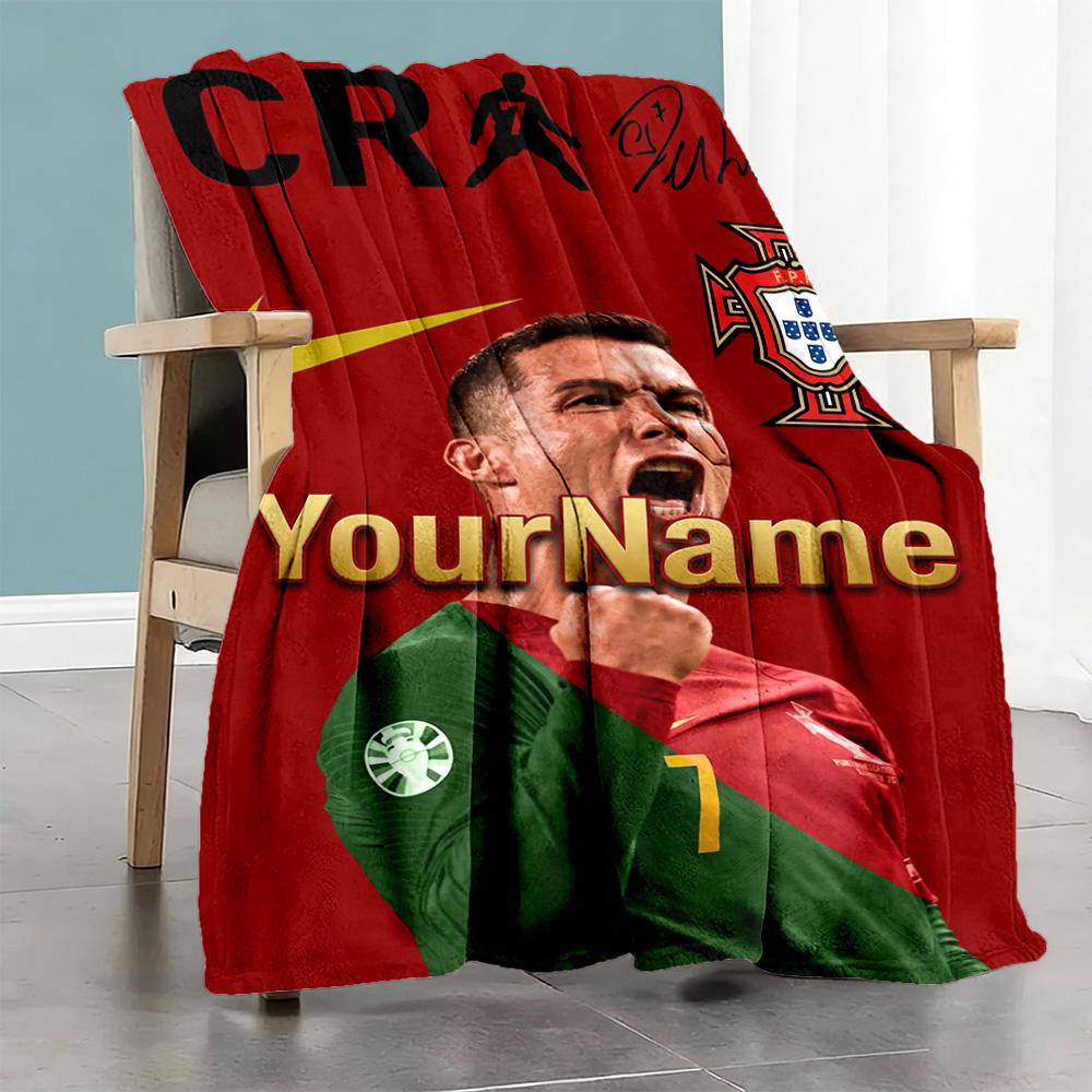 Cristiano Ronaldo 24 Customize Text Blanket Gift Customizable Blanket Warmthful Decor Perfect for Bed Office Home Decor Bedding