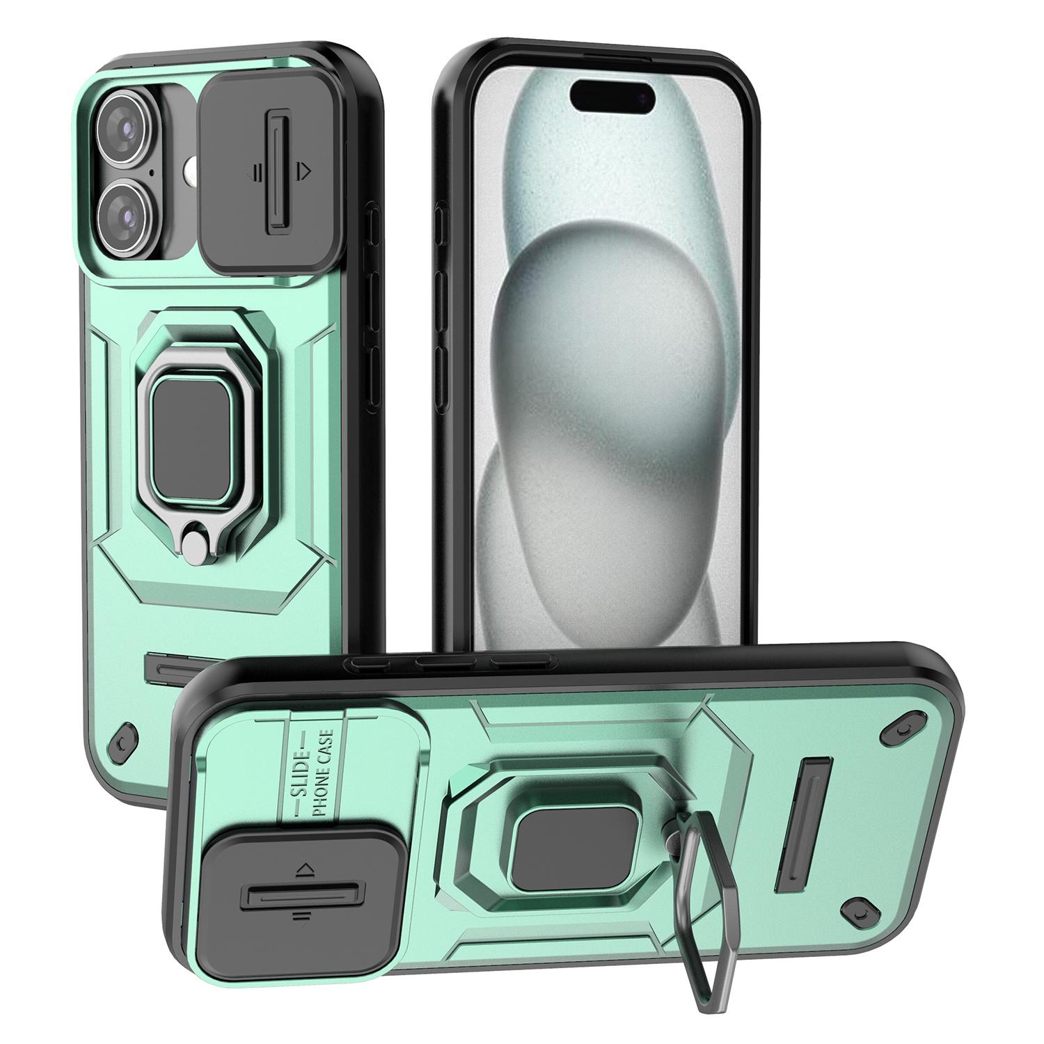 

For iPhone 17 Case PC + TPU Kickstand Phone Protector with Lens Cover E