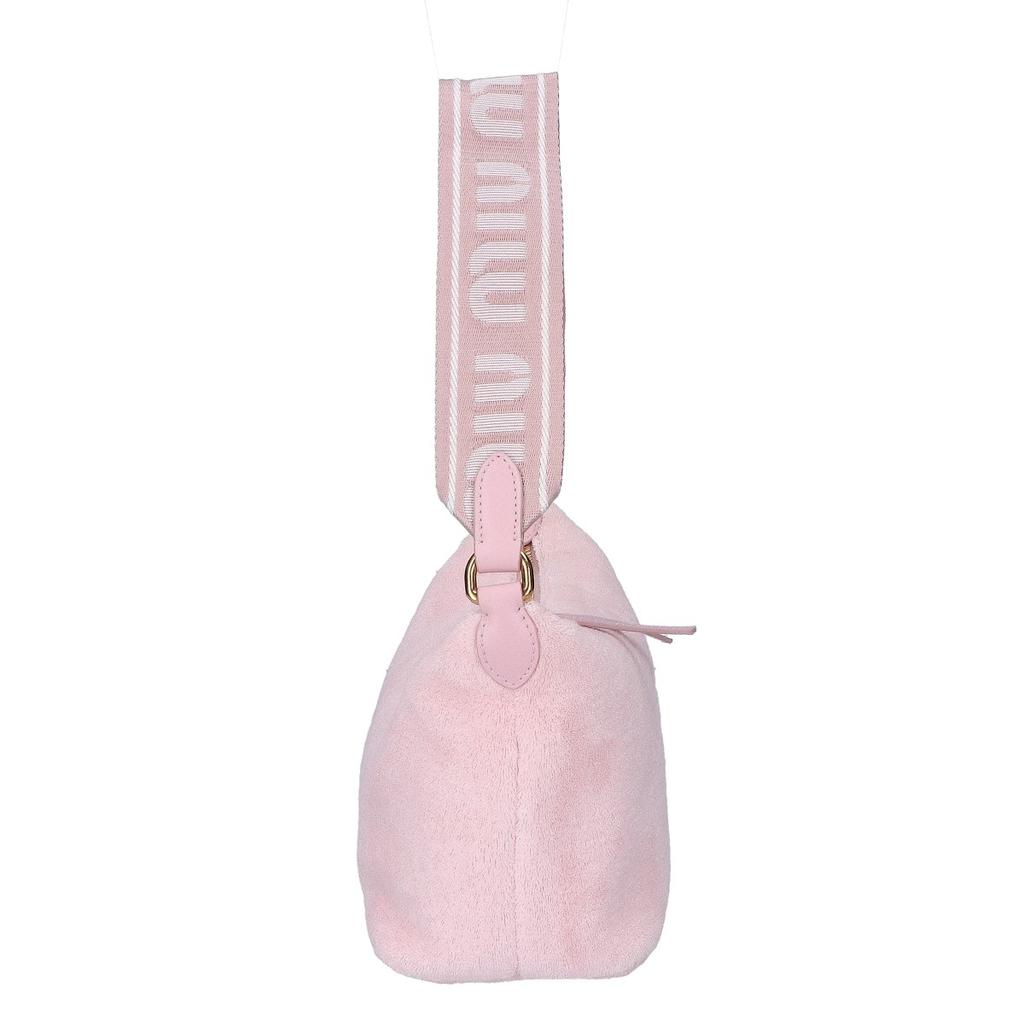 MIUMIU Excellent condition 5NE841 Pile material terry cloth mini bag canvas staple one-shoulder bag Handbag Pink / GD HardwareUsed
