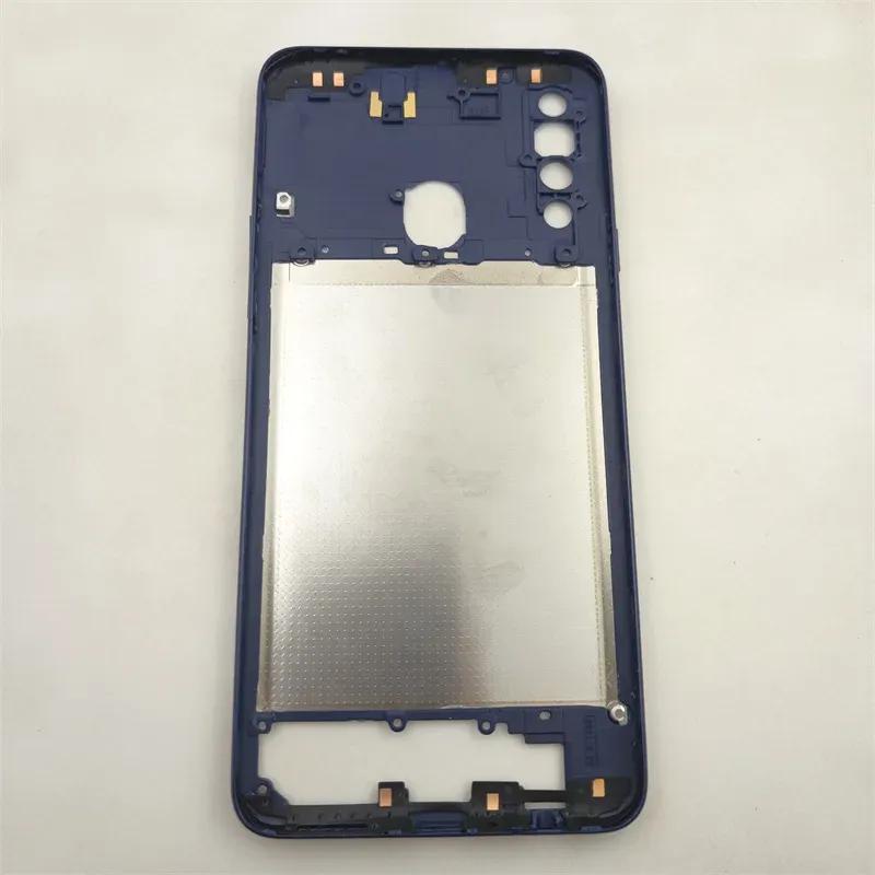 Housing Middle Frame Case + Side Keys Power and Volume Buttons Replacement for Samsung Galaxy A20S A207 A207F A207M