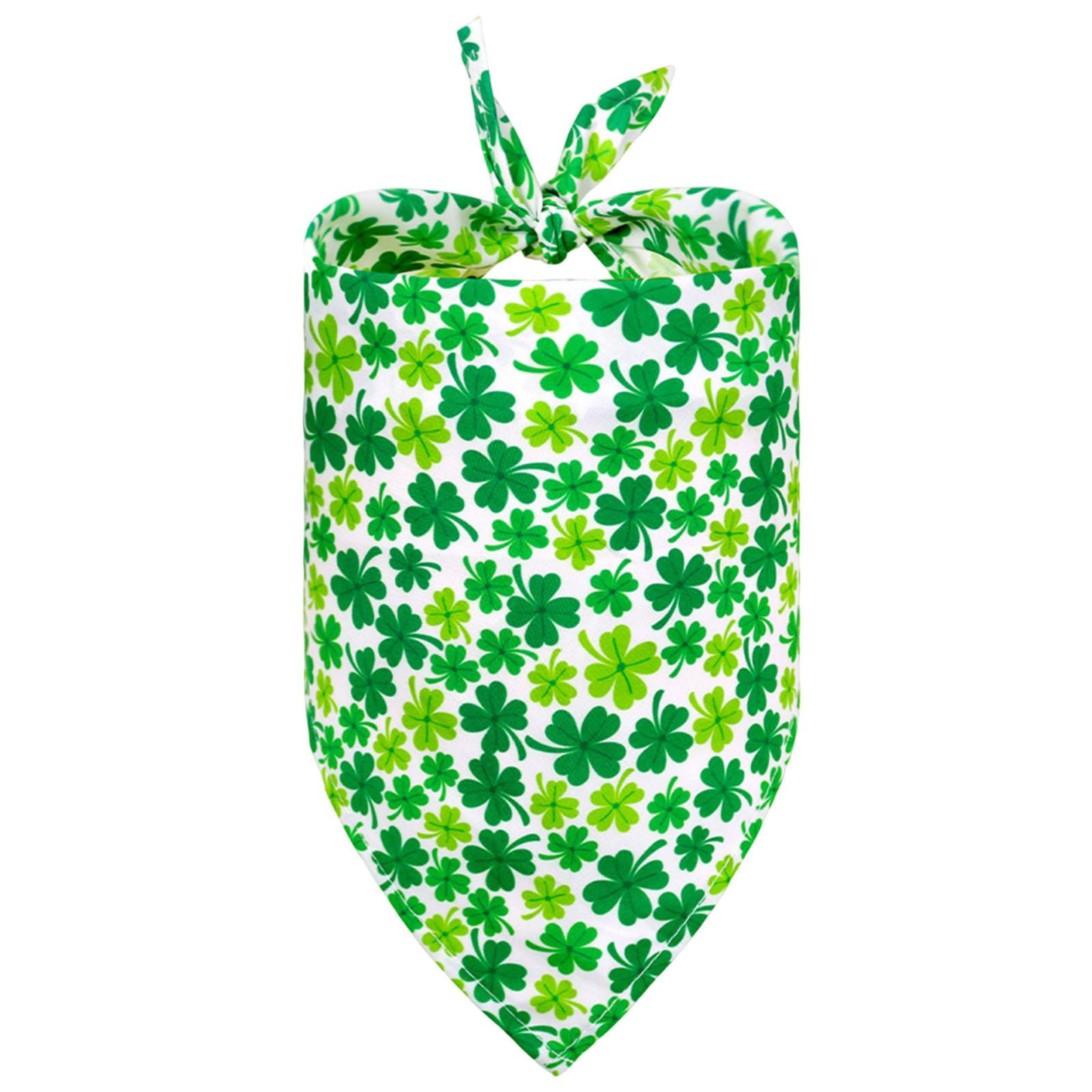

St Patricks Day Four-Leaf Clover Dog Scarves Adjustable Creative Neckwear Lightweight Gift for Small To Medium-Sized Pets