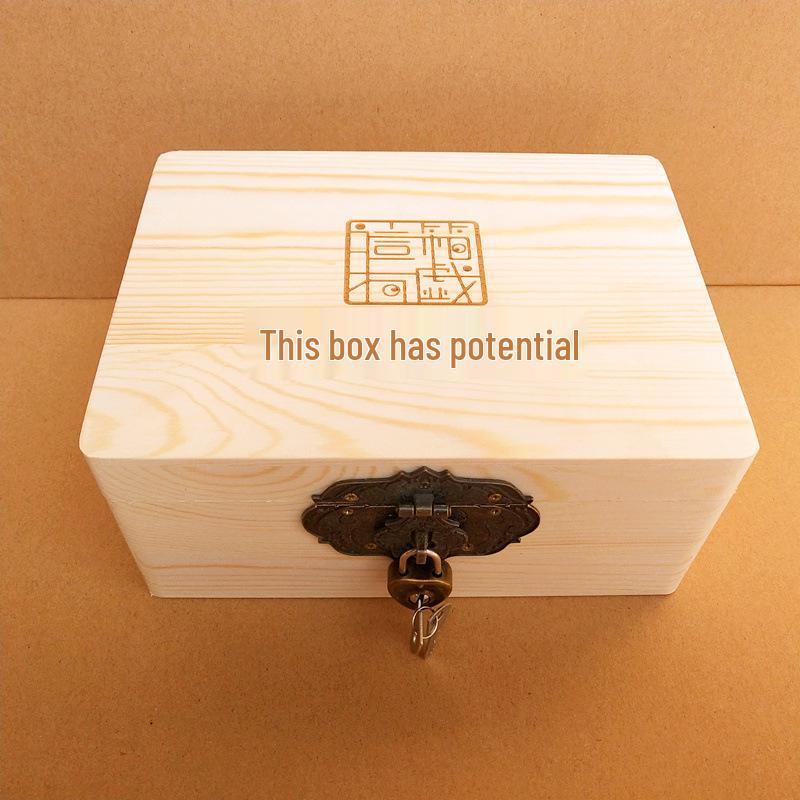 Vintage Solid Wood Rectangular Storage Box with Lid