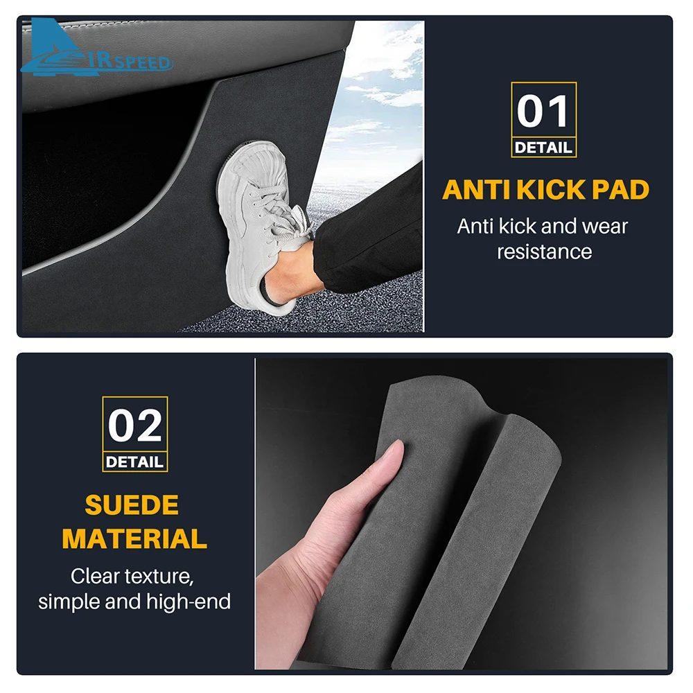For Tesla Model Y Juniper Launch 2025-UP Suede Leather Carbon Fiber Style Door Anti-Kick Pad Protector Car Interior Accessories