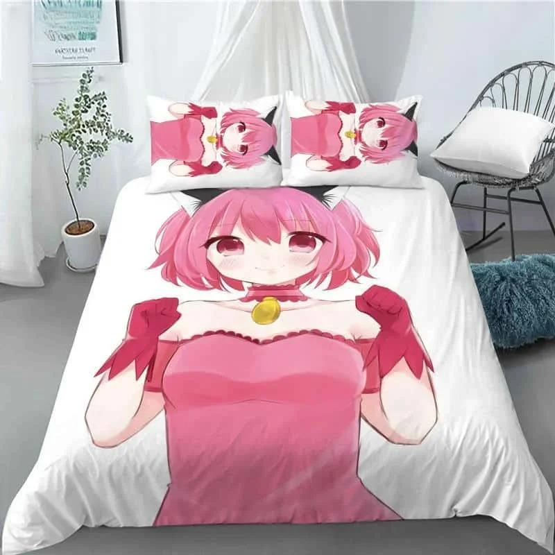 New 3D Anime Kawaii Girls Tokyo.Mew.Mew Bedding Set Duvet Cover Bedclothes Comforter Cover With Pillowcase For Kid Home Textiles