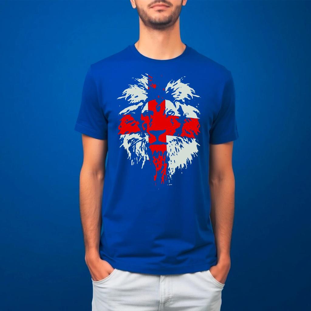 Lion England Flag T-Shirt, Union Kack Lion Flad Great Britian Novelty Unisex Top