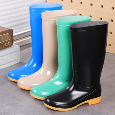 Women's High Rain Boots Labor Boots Lightweight PVC Non-slip Mesh Yarn Inner Women's Rain Shoes Back Kitchen Cleaning Water Boots Rubber Shoes