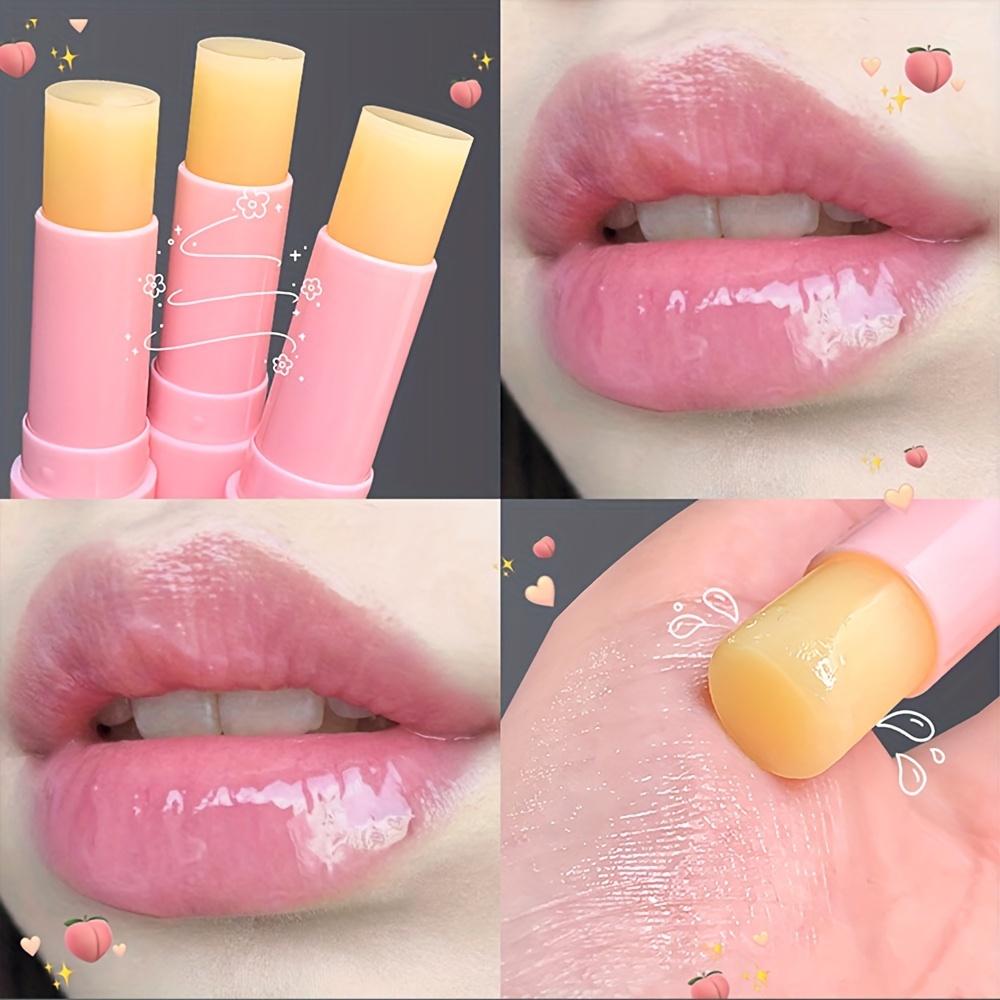1PC Natural Peach Lip Balm Long-lasting Moisturizing Lipstick Temperature Change Color Lipstick