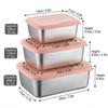 Stackable Fruit,Vegetable,Meat Food Container Durable Sealed 304 Stainless Steel Fresh-keeping Box Refrigerator&Microwave Safe