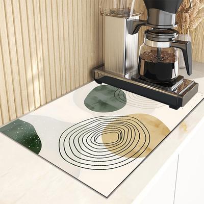 Modern Abstract Geometric Absorbent Dish Drying Mat Decor Multi-Functional Kitchen Counter Dining Table Coffee Machine Pad