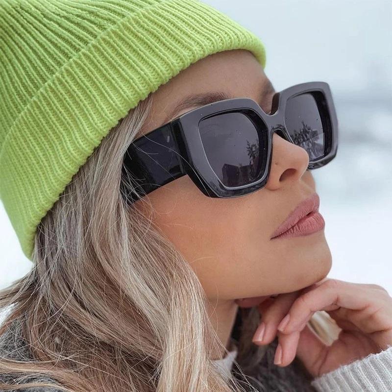Vintage Square Sunglasses Women Men Wide Leg Big Frame Sun Glasses Black Green Shades Uv400  Luxury Brand